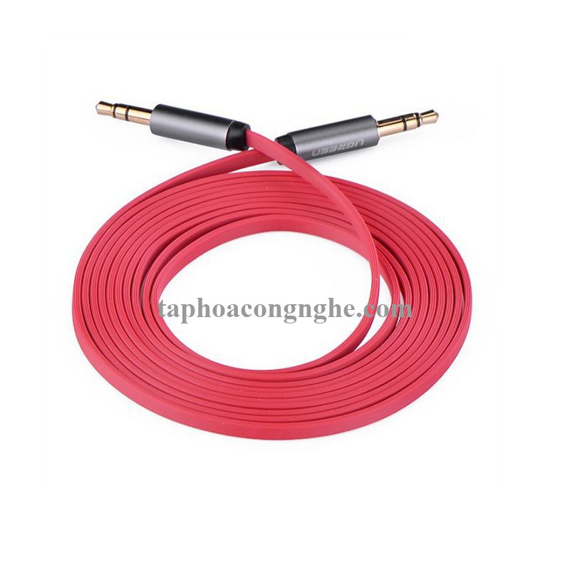 Ugreen 10796 5M màu Đỏ Cáp âm thanh 2 đầu 3.5mm dây dẹt AV119 30010796